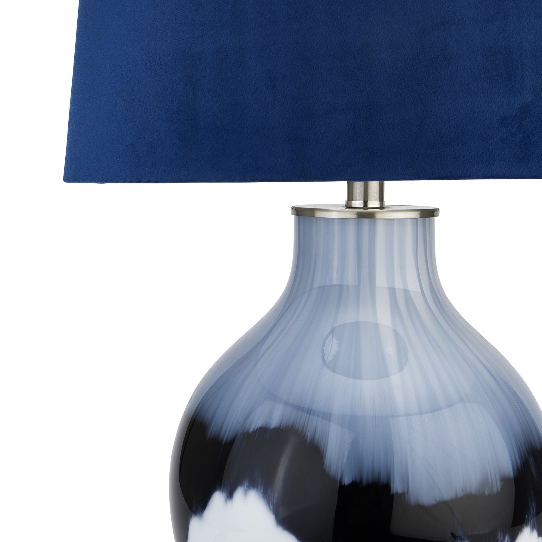 The Ice Shadows Table Lamp With Navy Blue Velvet Shade