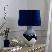 The Ice Shadows Table Lamp With Navy Blue Velvet Shade