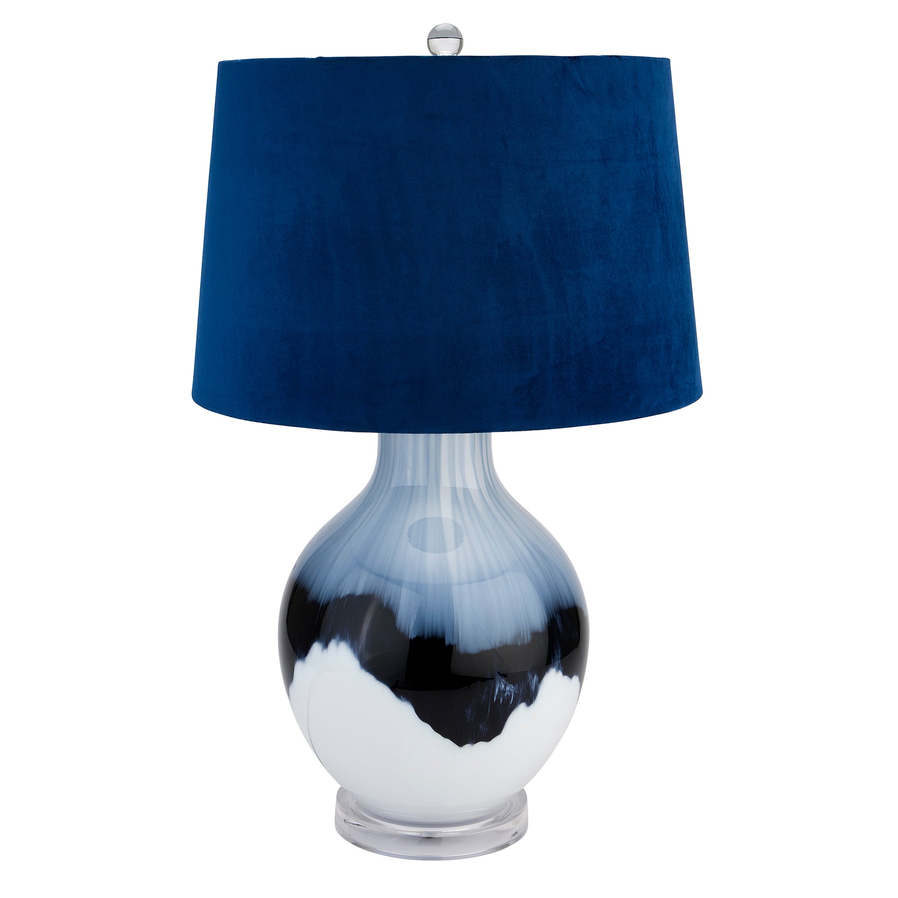 The Ice Shadows Table Lamp With Navy Blue Velvet Shade