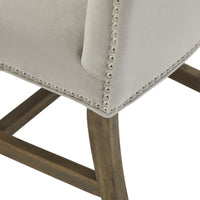 The Cobham | French-Style Grey Dining Chair with Brass Stud Detail