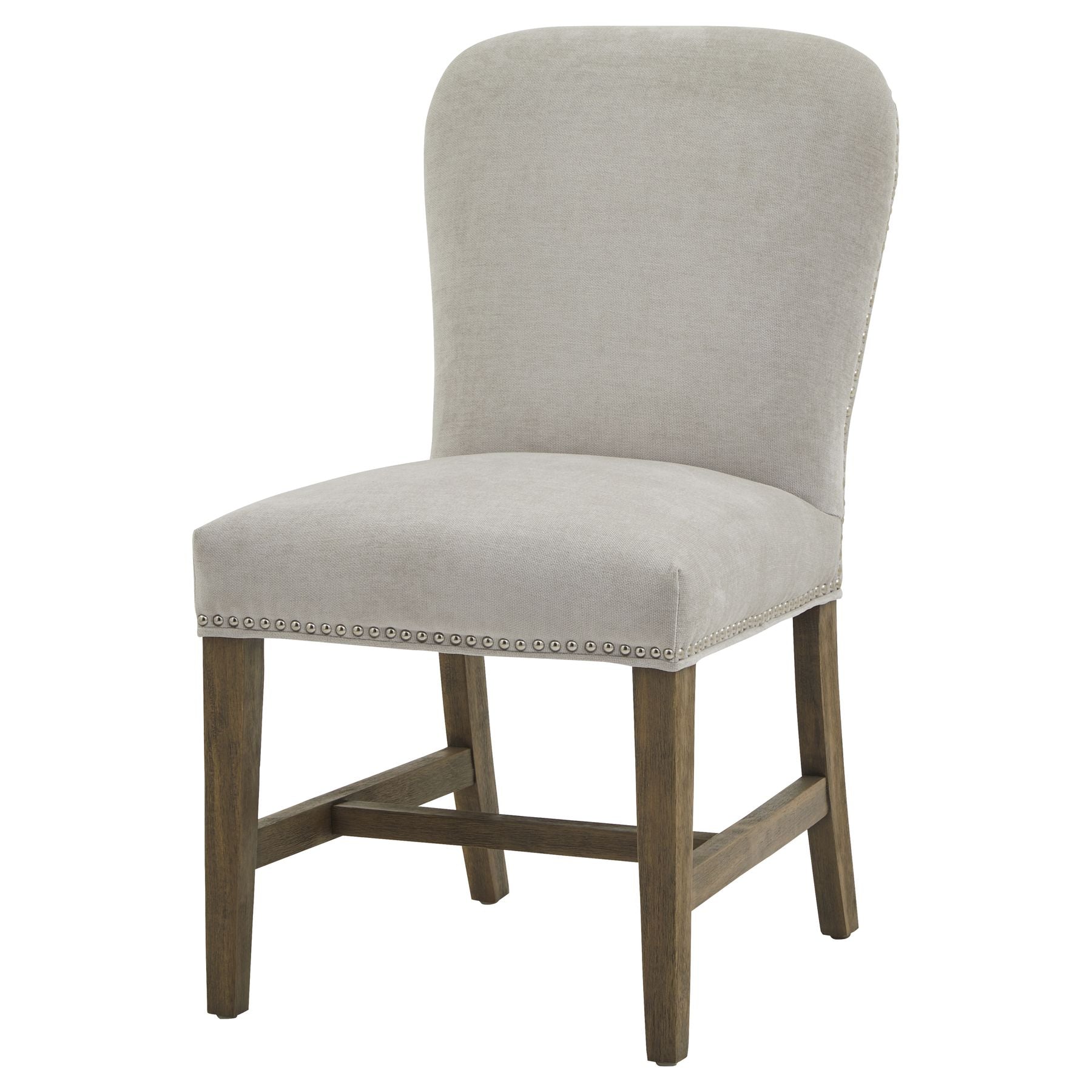 The Cobham | French-Style Grey Dining Chair with Brass Stud Detail