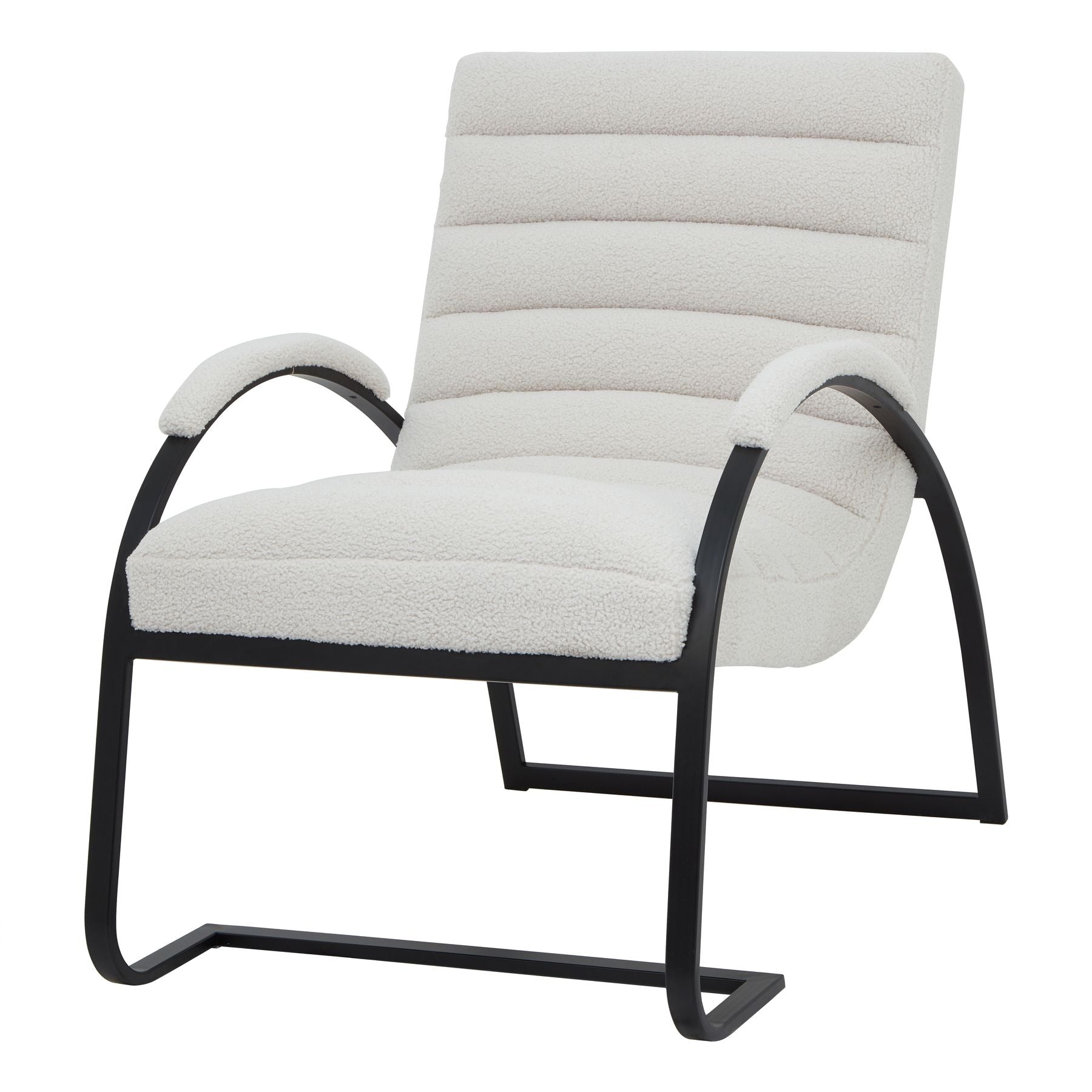 Boucle Ribbed Cream Accent Chair