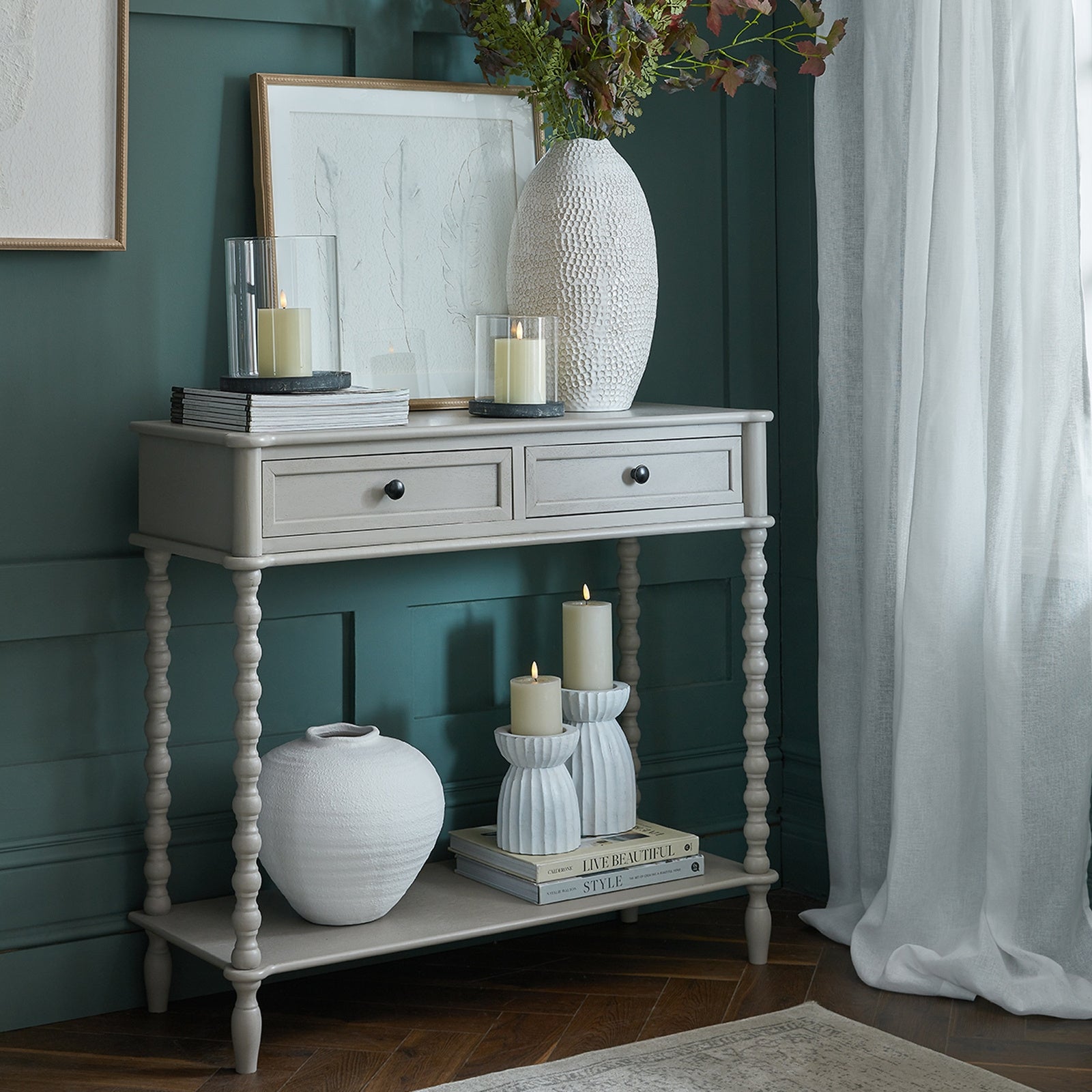Camden Two-Drawer Console Table - Natural Wood