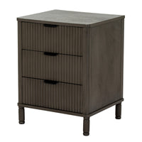 Reed Fluted Oak 3 Drawer Bedside