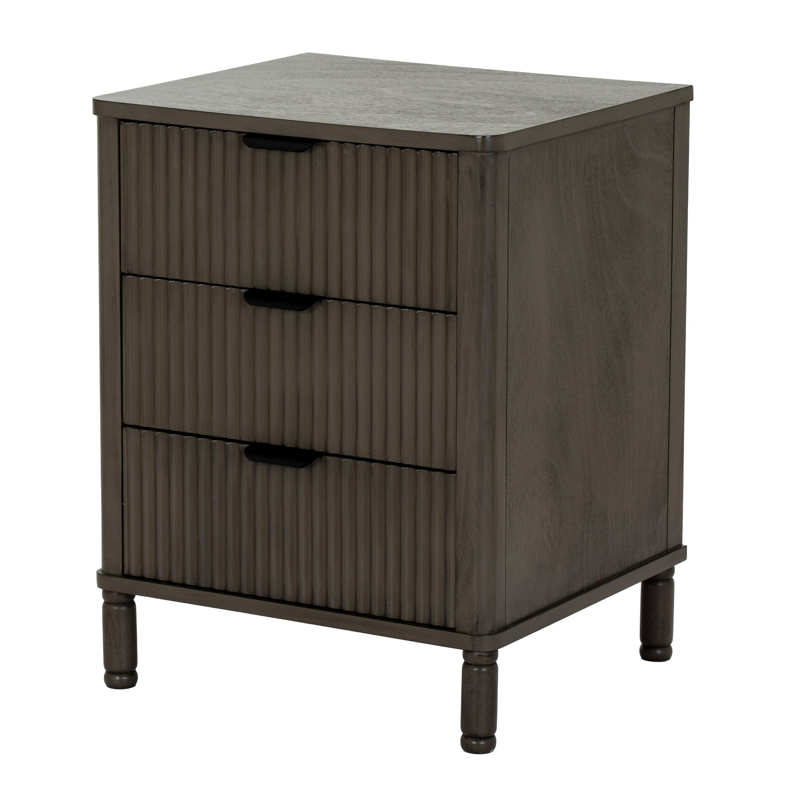 Reed Fluted Oak 3 Drawer Bedside