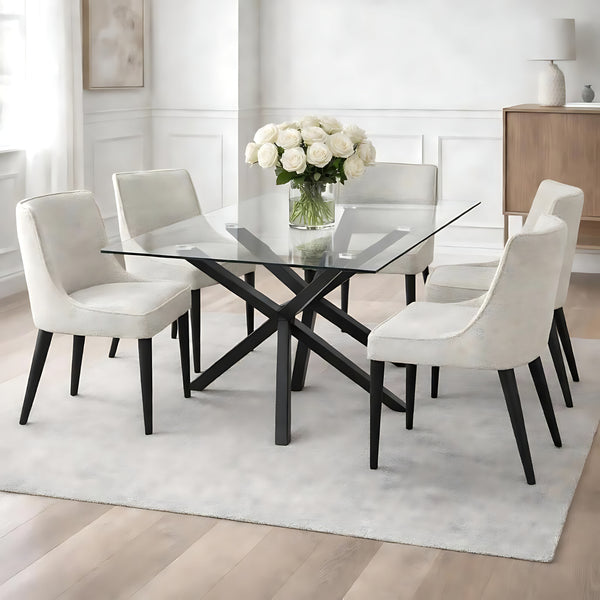The Monza Rectangular Glass Dining Table