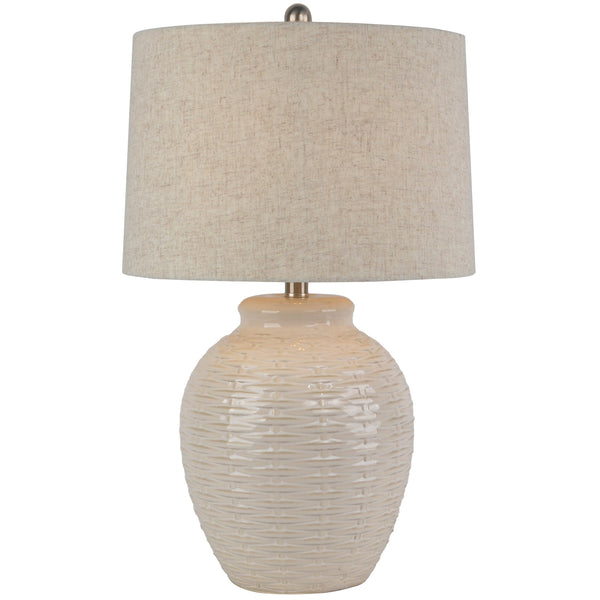 The Basketweave Textured Ceramic Lamp