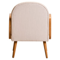 Cebu Ivory Fabric and Cane Chair with Elm Wood Legs