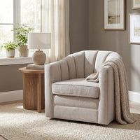 The Lily Oatmeal Twill Swivel Armchair