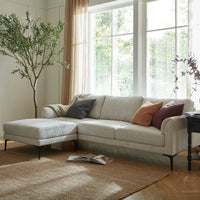 The Zephra Three Seater Sofa & Footstool - Cream Bouclé Modern Corner Sofa | Hearth & Haven