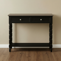 The Contour Noir Console Table - Black & Weathered Wood Industrial Hallway Table | Hearth & Haven