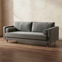 Charcoal Grey Velvet Mid-Century Sofa