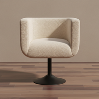 Cloud White Swivel Armchair - Soft Bouclé Lounge Seating