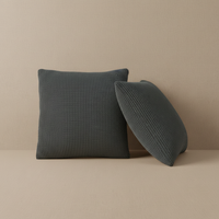 Set of 2 Olive Green Cotton Cushions - Textured Woven Sofa Pillows - Modern Rustic | Hearth & Haven