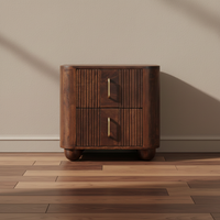 Marlowe Fluted Wood Nightstand - Textured Modern Bedside Cabinet