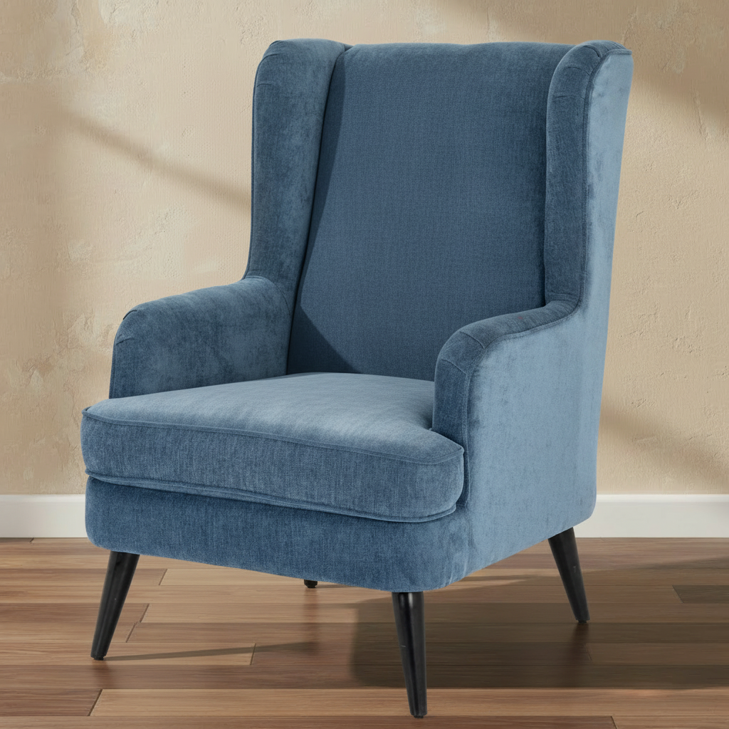 Dusty Blue Velvet Wingback Chair