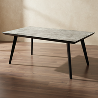 Grey Concrete-Effect Dining Table with Black Legs