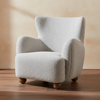 Light Grey Boucle Sculptural Accent Chair