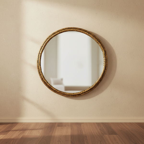The Nahla Gold Dimpled Frame Mirror