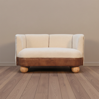Alpona Bouclé and Leather Sofa - Mixed Material Modern Couch