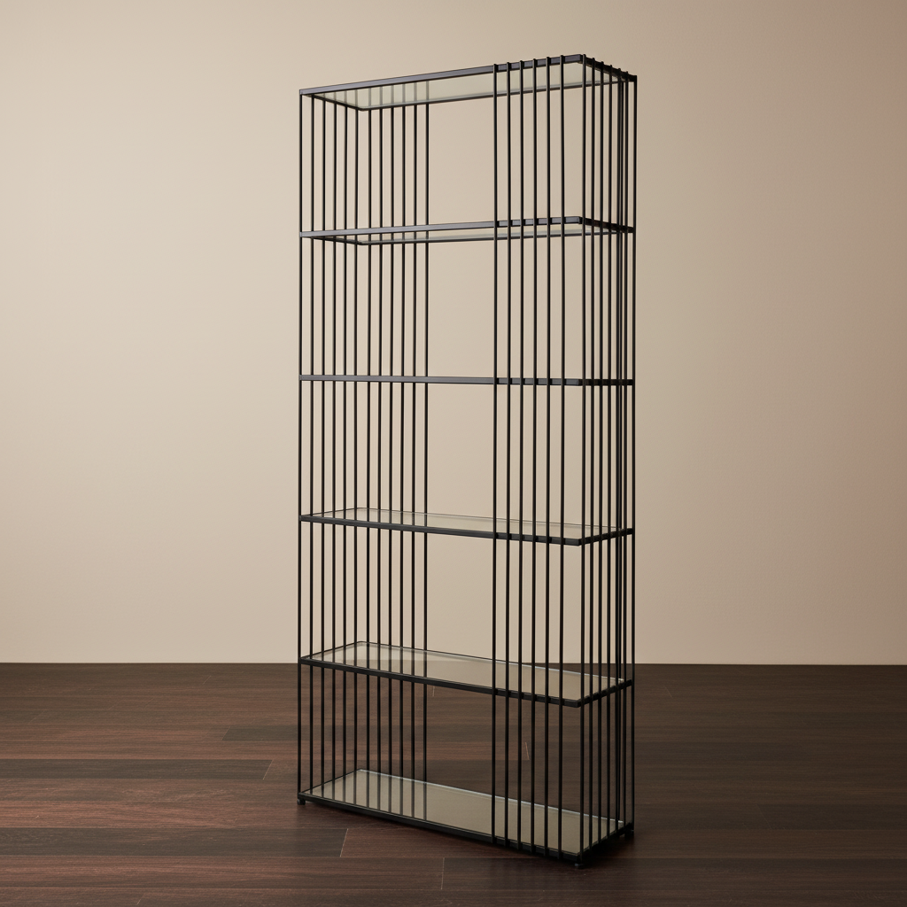 The Alto Black Metal & Glass Shelf Unit - Industrial Open Display Shelving 179cm | Hearth & Haven