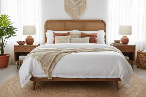 The Bohemian Rattan Bed lifestyle image