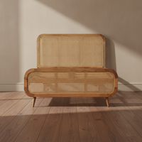 Bohemian Rattan and Solid Wood Bed Frame - Scandi Boho Bedroom Style