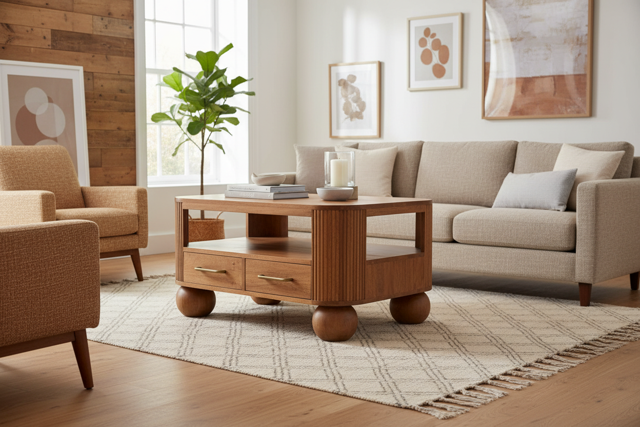 The Briarwood Fluted Coffee Table - UK home setting