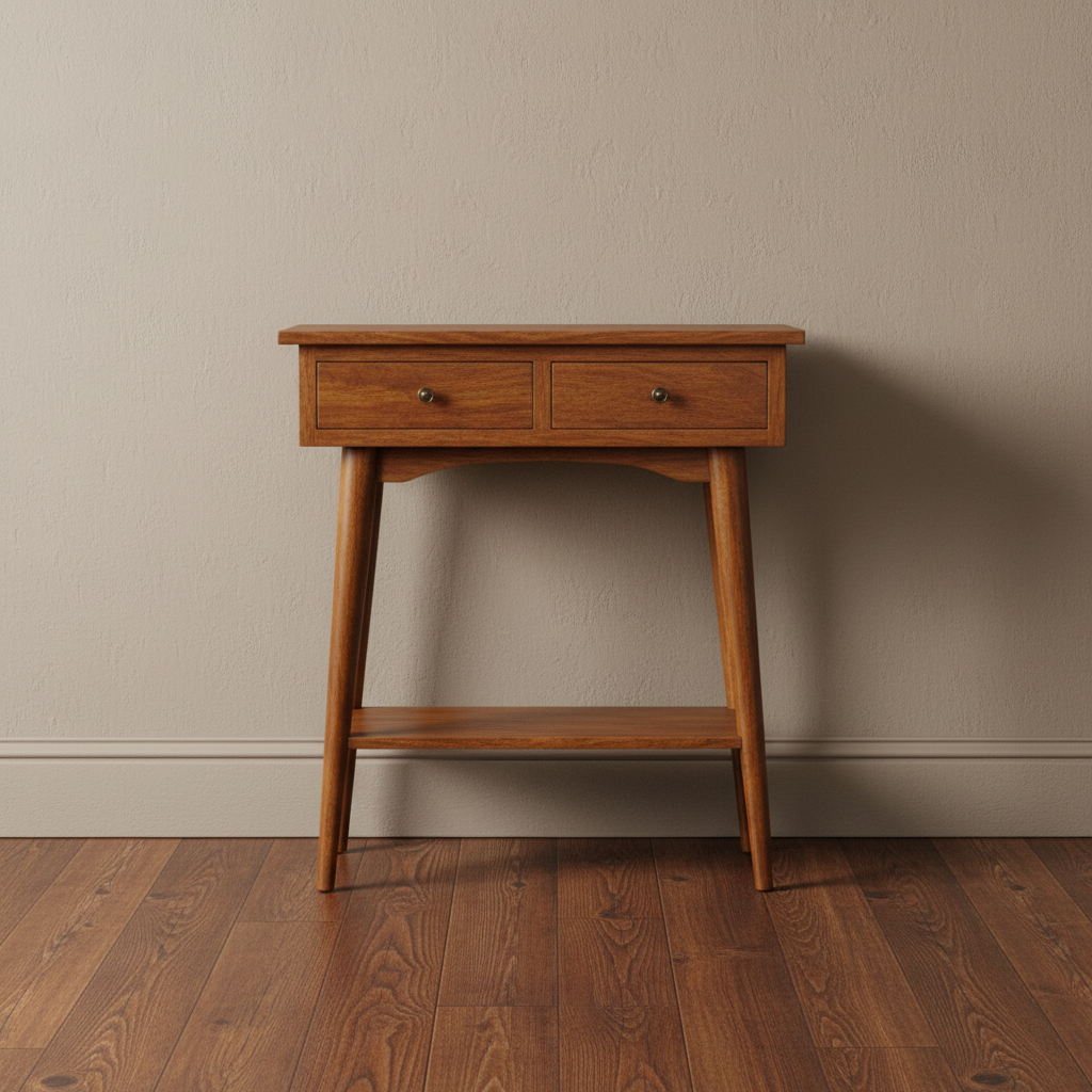 Compact Chestnut Wood Console Table - Narrow Hallway Furniture