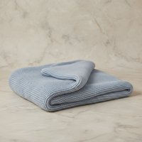 Chunky Double Knit Blue Cotton Throw - Cozy Sofa Blanket