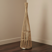 The Large Conical Wicker Floor Lantern - Natural Willow 130cm Coastal Floor Lantern | Hearth & Haven