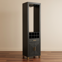 The Lennox Black Wood Drinks Cabinet - Tall Black Home Bar Cabinet 183cm | Hearth & Haven