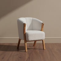 Minimalist White Bouclé Accent Chair - Nordic Style Armchair