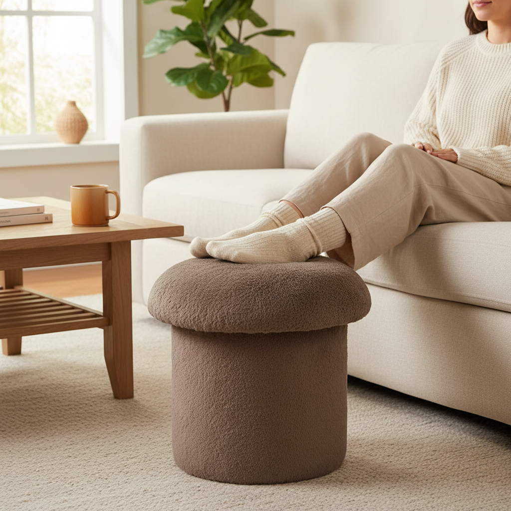 The Mushroom Fur Stool (Mocha) - 1:1
