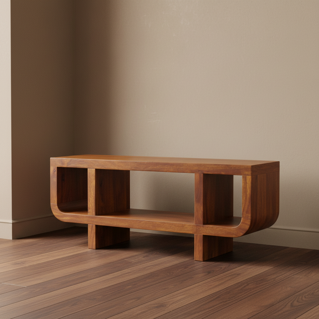 Orion Curved Wood TV Stand - Mid-Century Modern Media Console
