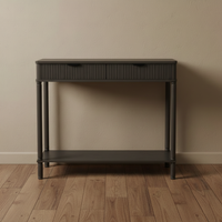 The Reed Fluted Oak Console - Fluted Oak Japandi Hallway Table | Hearth & Haven