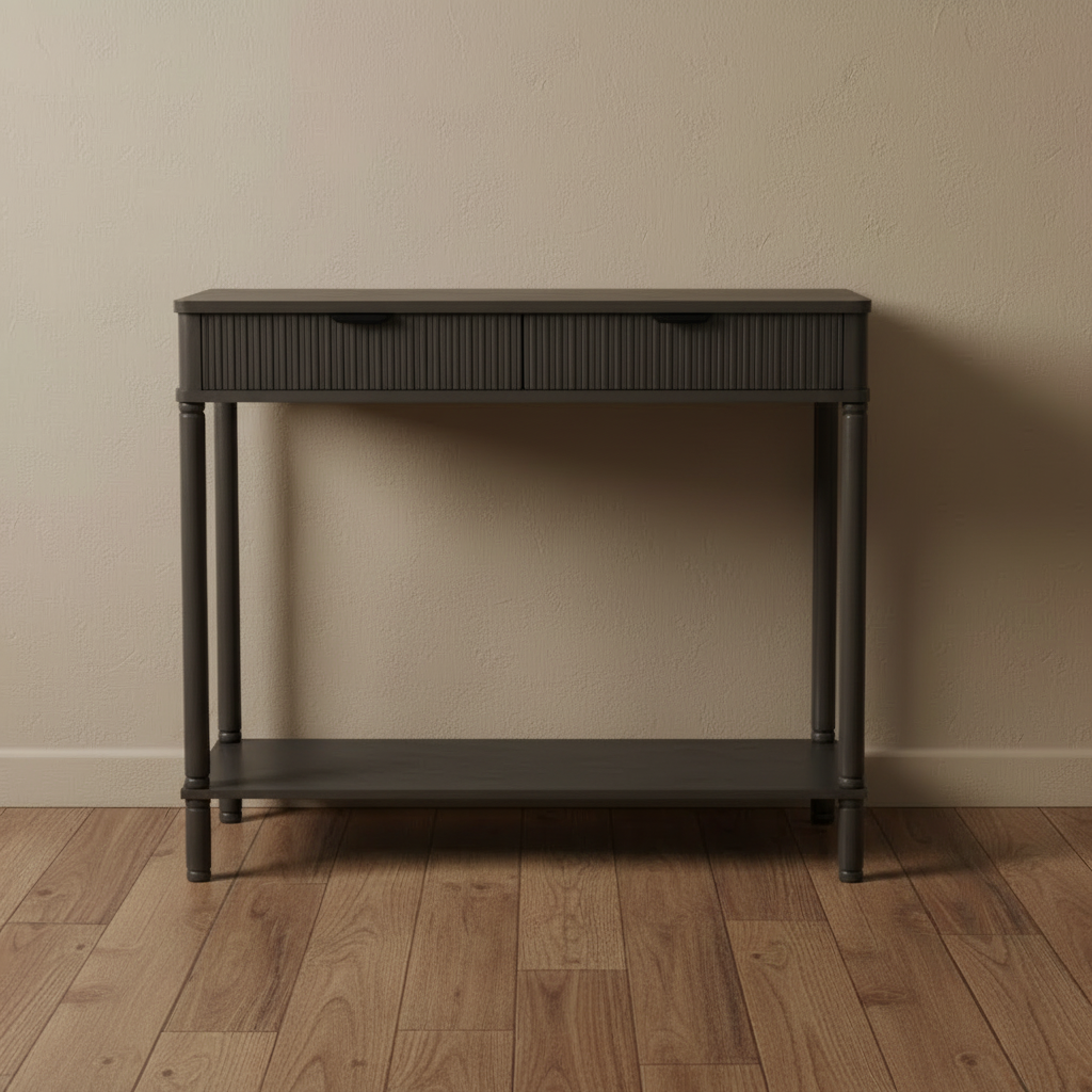 The Reed Fluted Oak Console - Fluted Oak Japandi Hallway Table | Hearth & Haven