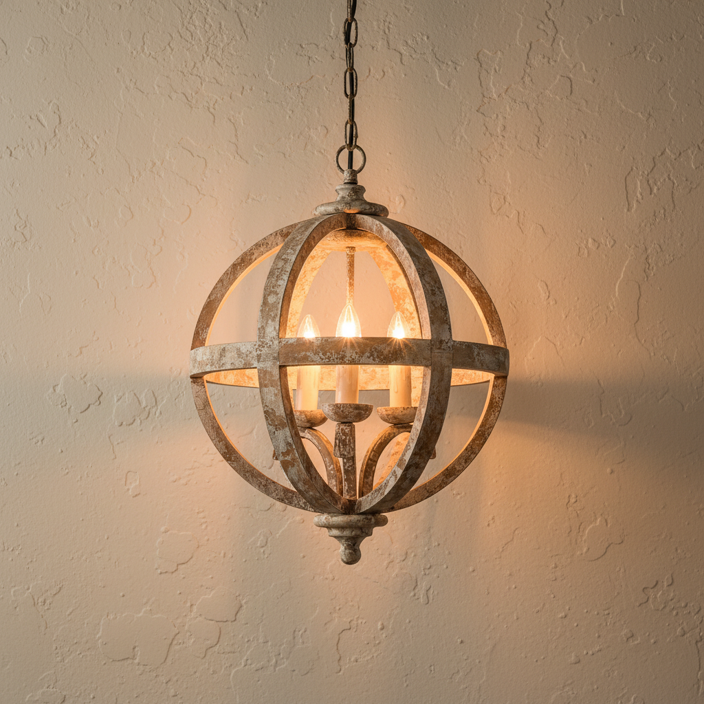 The Solara Industrial Bronze Orb Pendant
