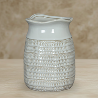 The Tava Hewn Textured Cylinder Vase - Rustic Stone-Effect Ceramic Vase | Hearth & Haven