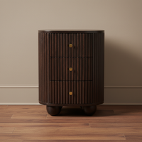 Curved Fluted Mango Wood Chest - Art Deco Bedroom Storage