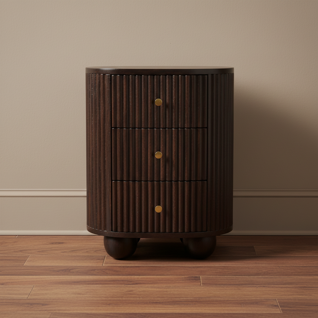 Curved Fluted Mango Wood Chest - Art Deco Bedroom Storage